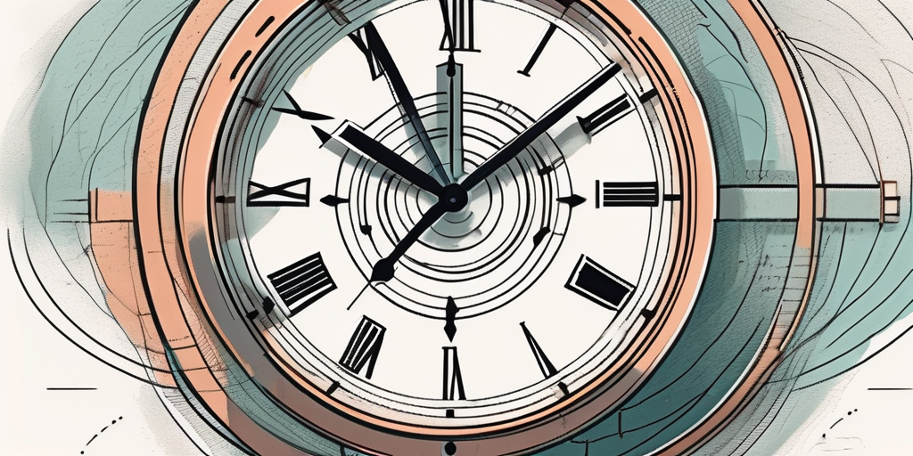 A clock intertwined with a well-structured flowchart